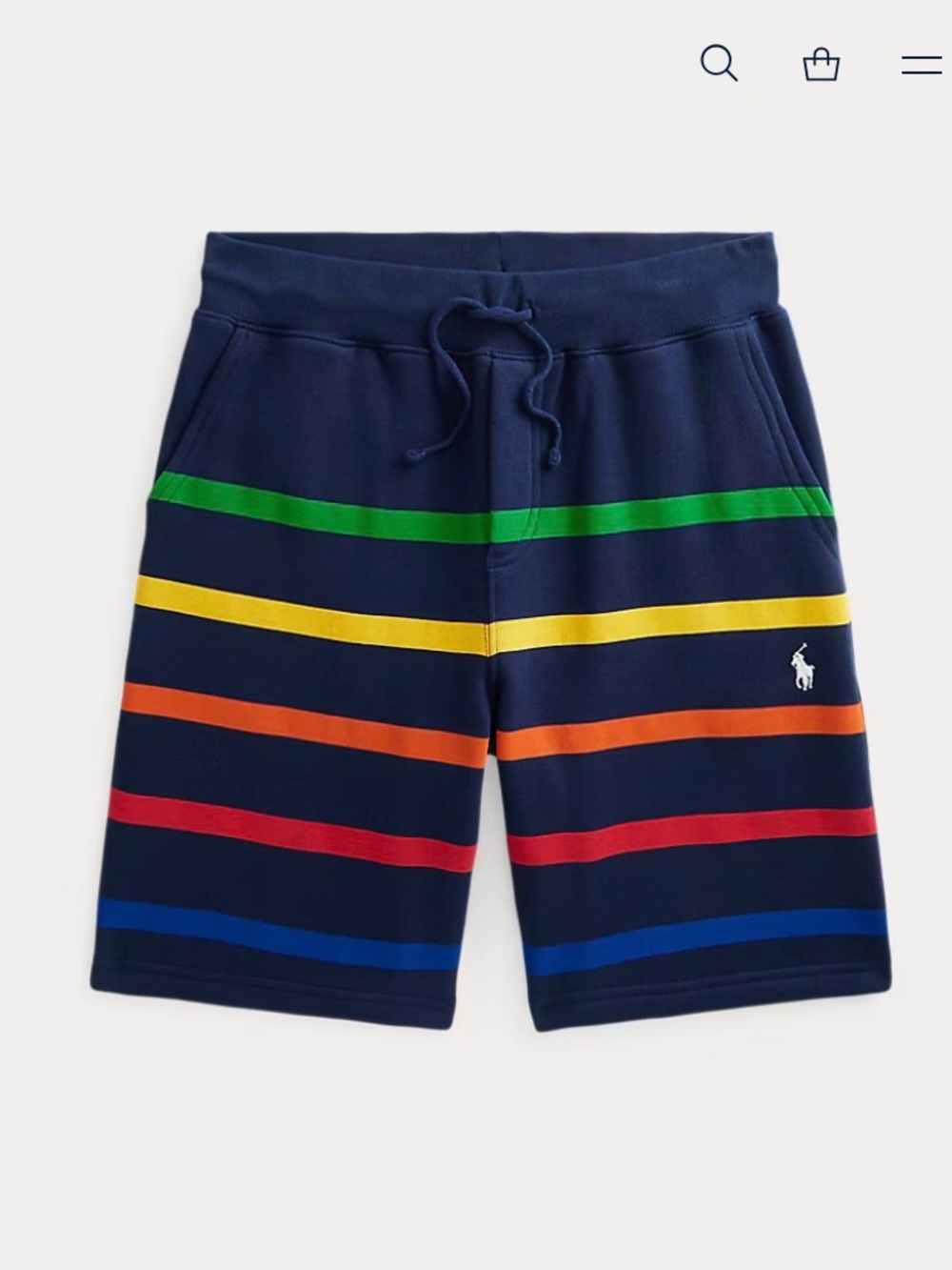 Polo Ralph Lauren Men's Multi Color Striped Fleece Short Size Medium